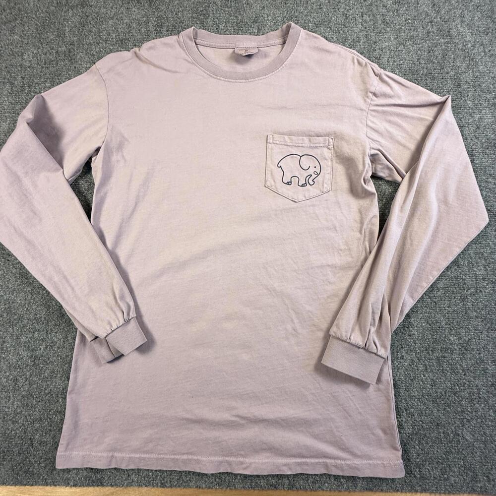 Ivory Ella Medium Long Sleeve Pink Pocket Tee with Elephant Logo #1847